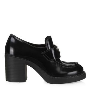 Prada Black Flow Heeled Loafers US 9